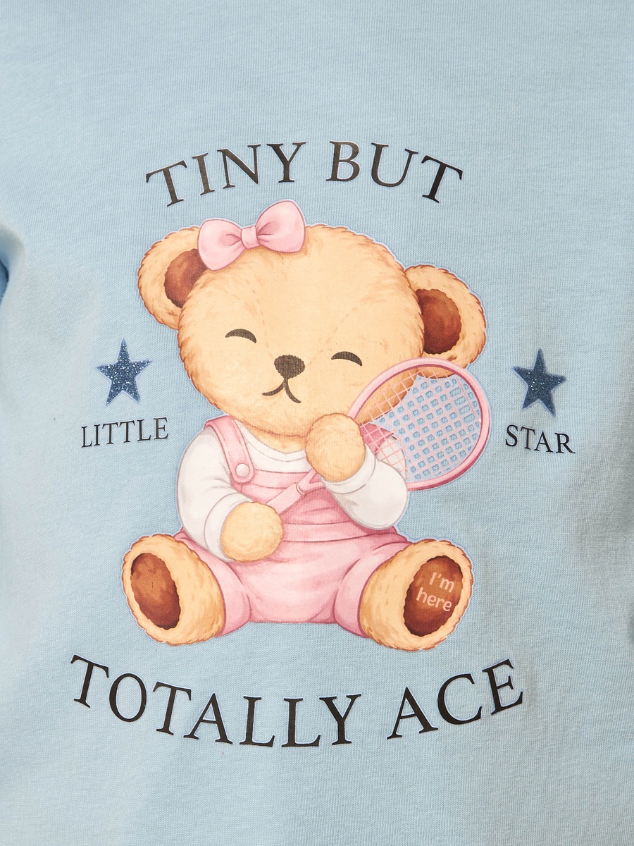 Teddy Bear Print Cotton T-Shirt