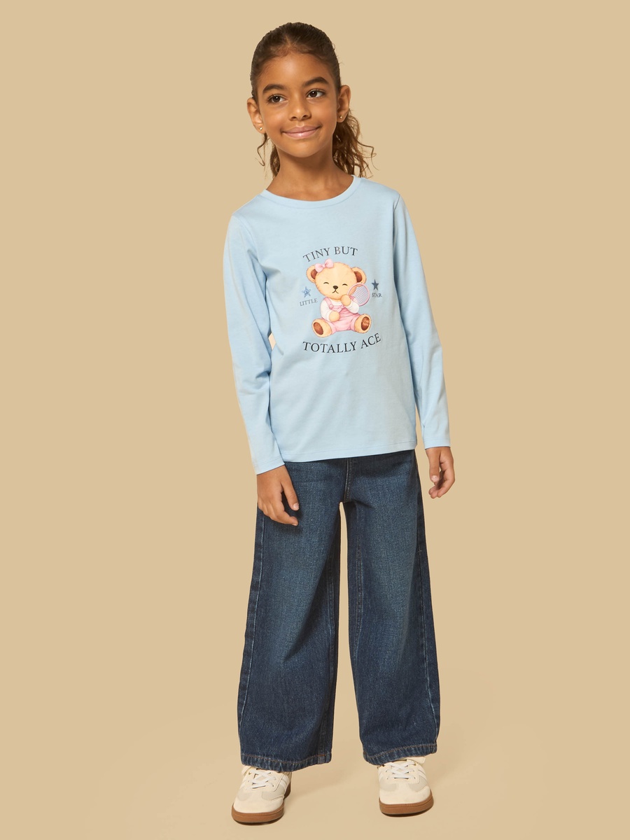 Teddy Bear Print Cotton T-Shirt