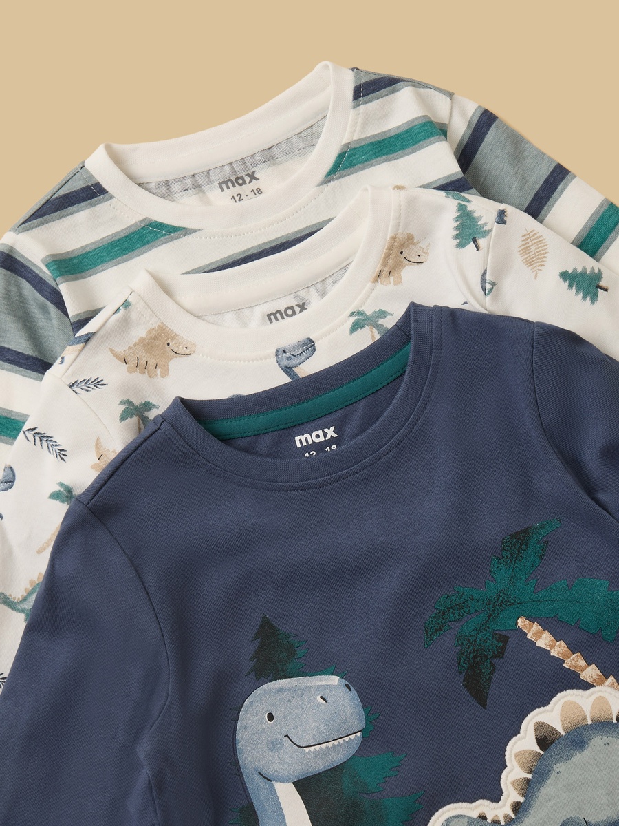 Pack of 3 - Dinosaur Print T-Shirt