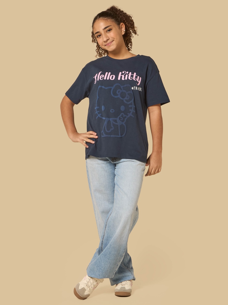 Hello Kitty Print Cotton Oversized T-Shirt