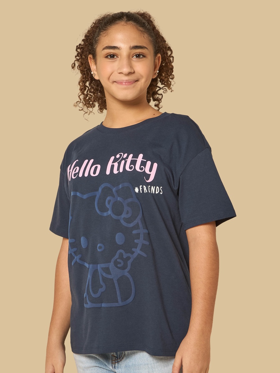 Hello Kitty Print Cotton Oversized T-Shirt
