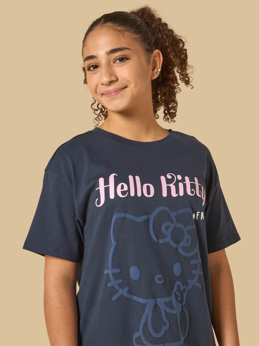 Hello Kitty Print Cotton Oversized T-Shirt