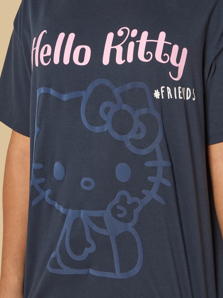 Hello Kitty Print Cotton Oversized T-Shirt
