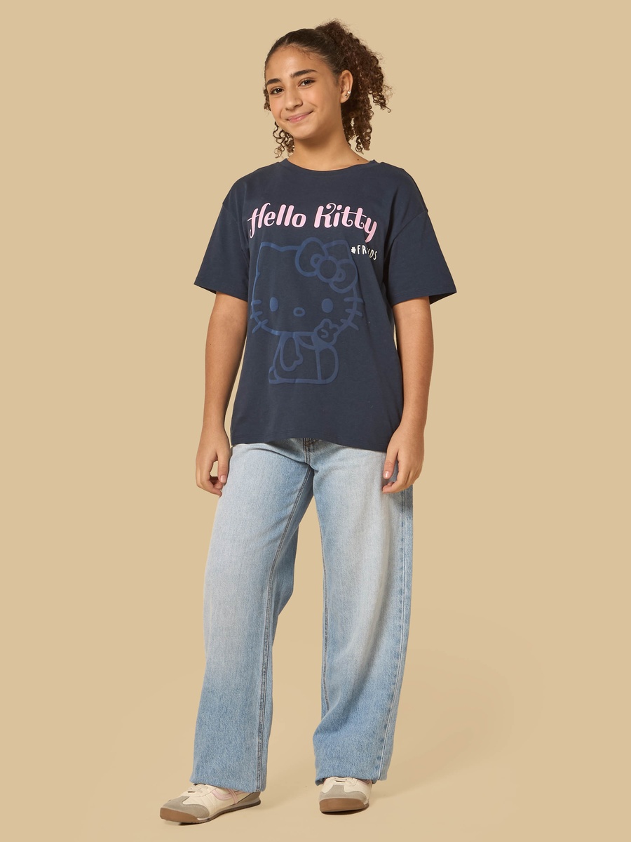 Hello Kitty Print Cotton Oversized T-Shirt