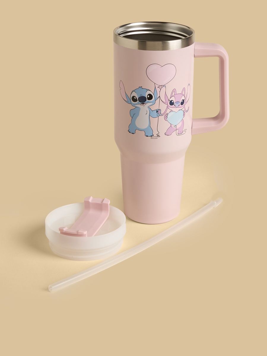 Stitch and Angel Print Vacuum Flask with Handle - 1.1 L
