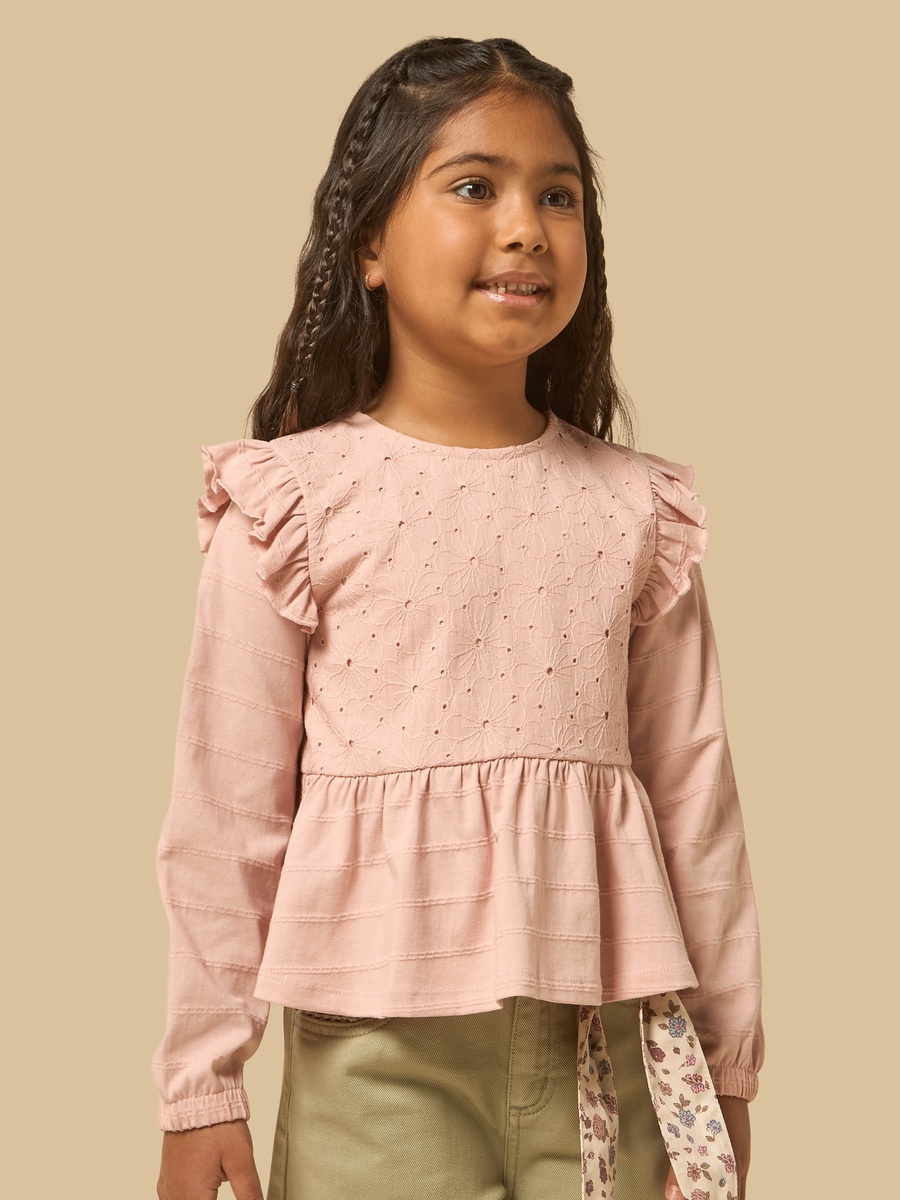 Schiffli Textured Peplum Top