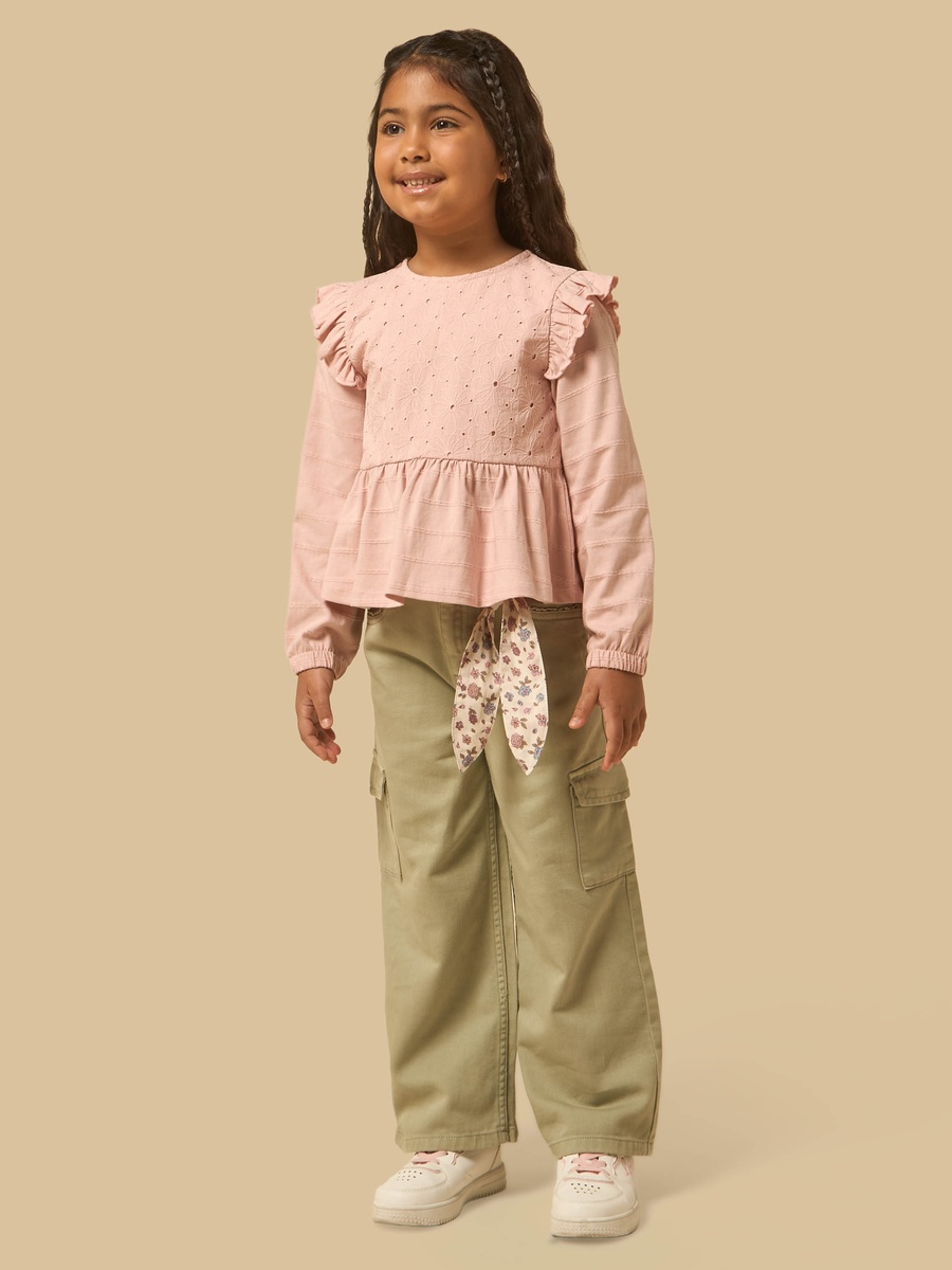 Schiffli Textured Peplum Top