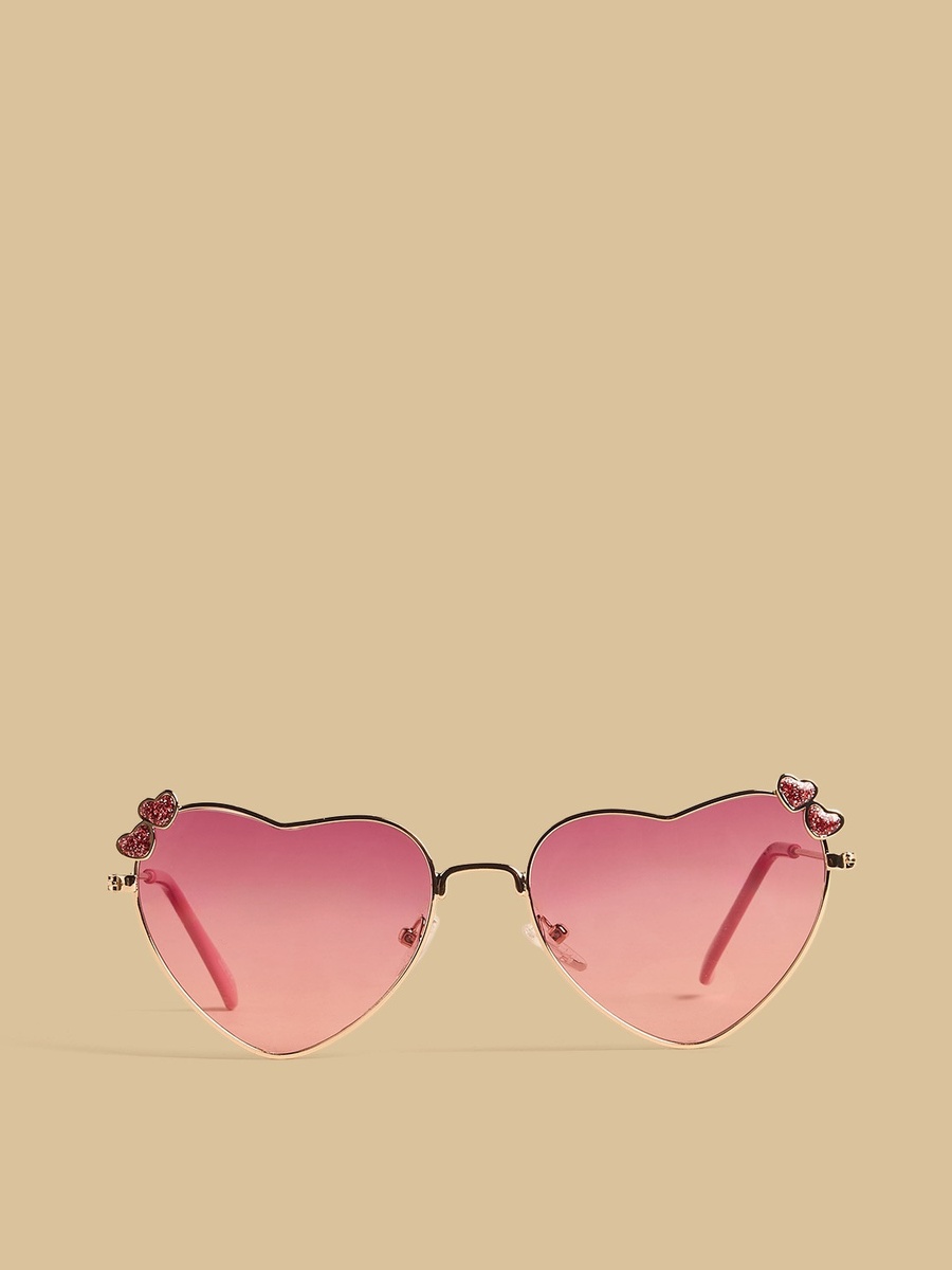 Heart Embellished Metal Sunglasses
