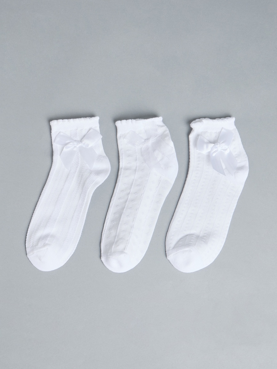 Pack of 3 - Bow Accent Ankle Length Socks
