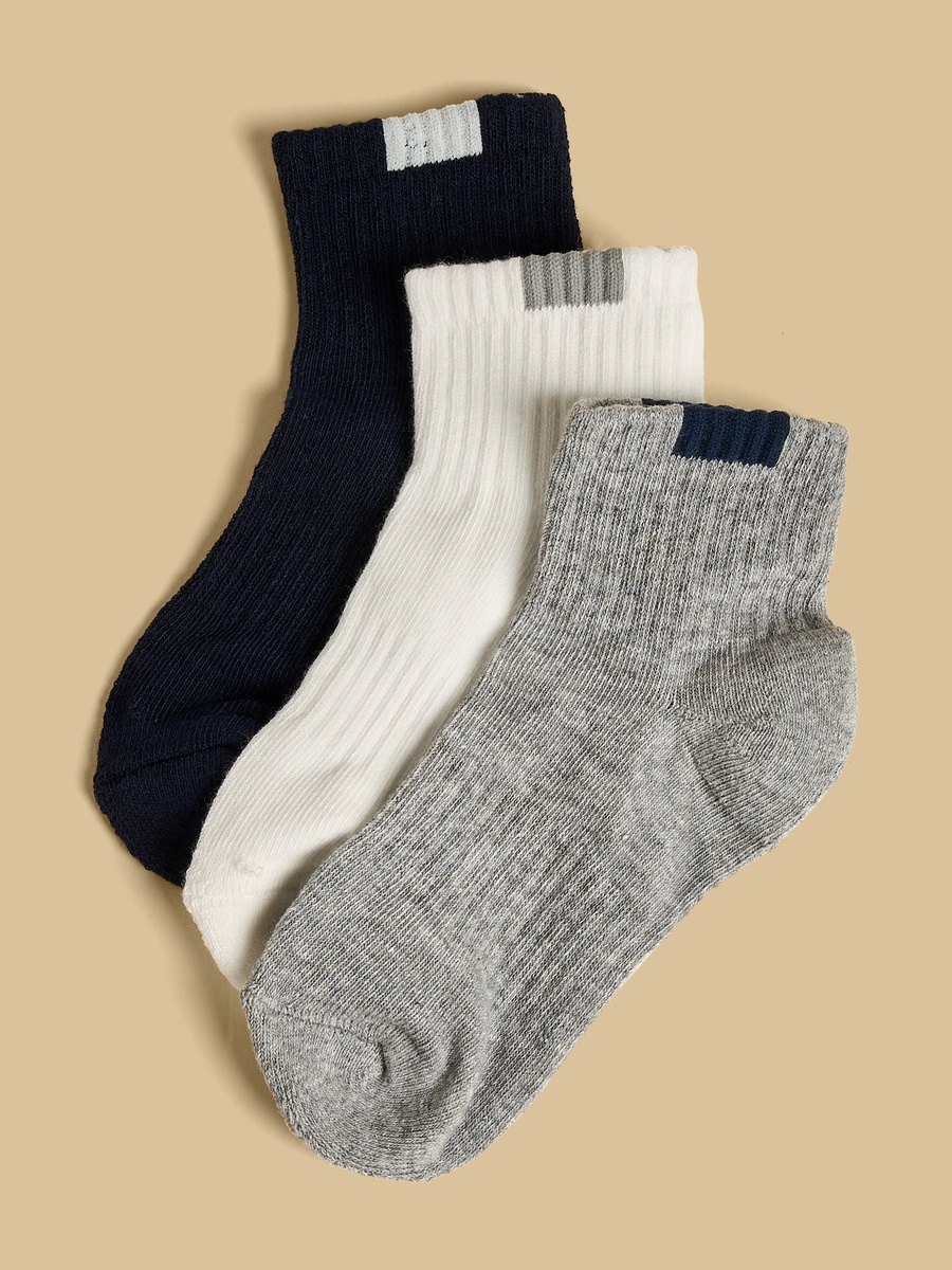 Pack of 3 - Ribbed Ankle Length Sports Socks
