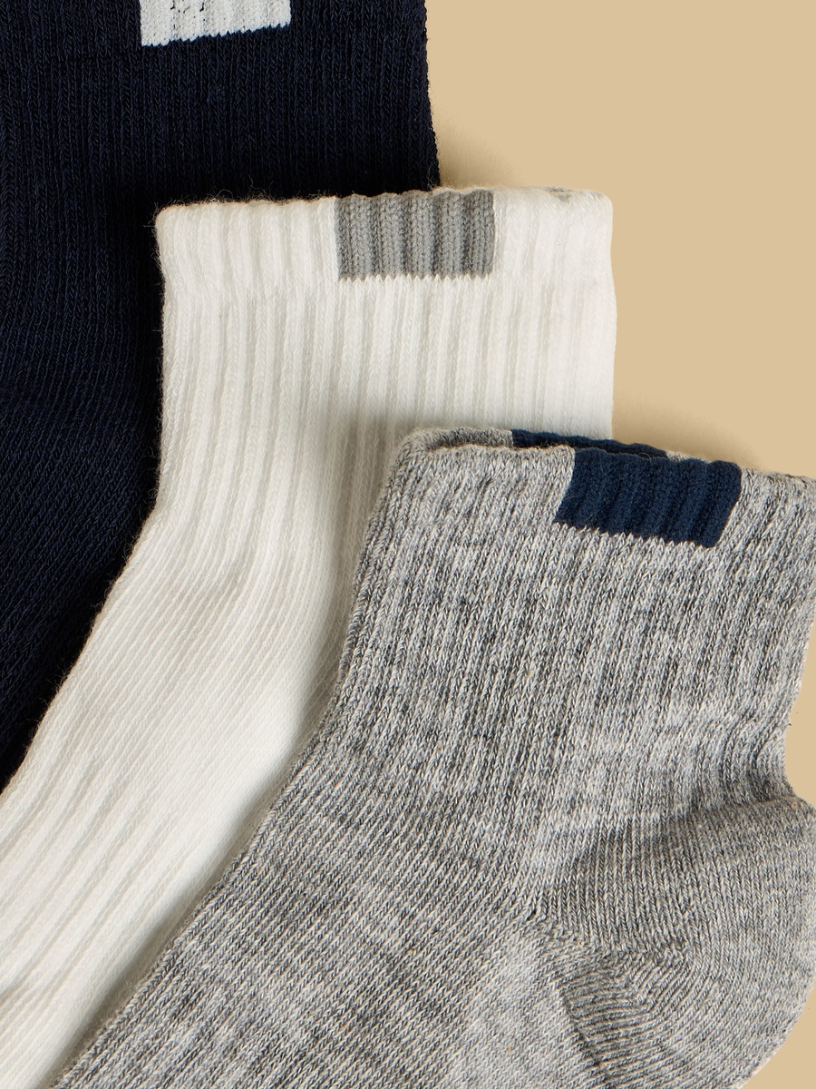 Pack of 3 - Ribbed Ankle Length Sports Socks