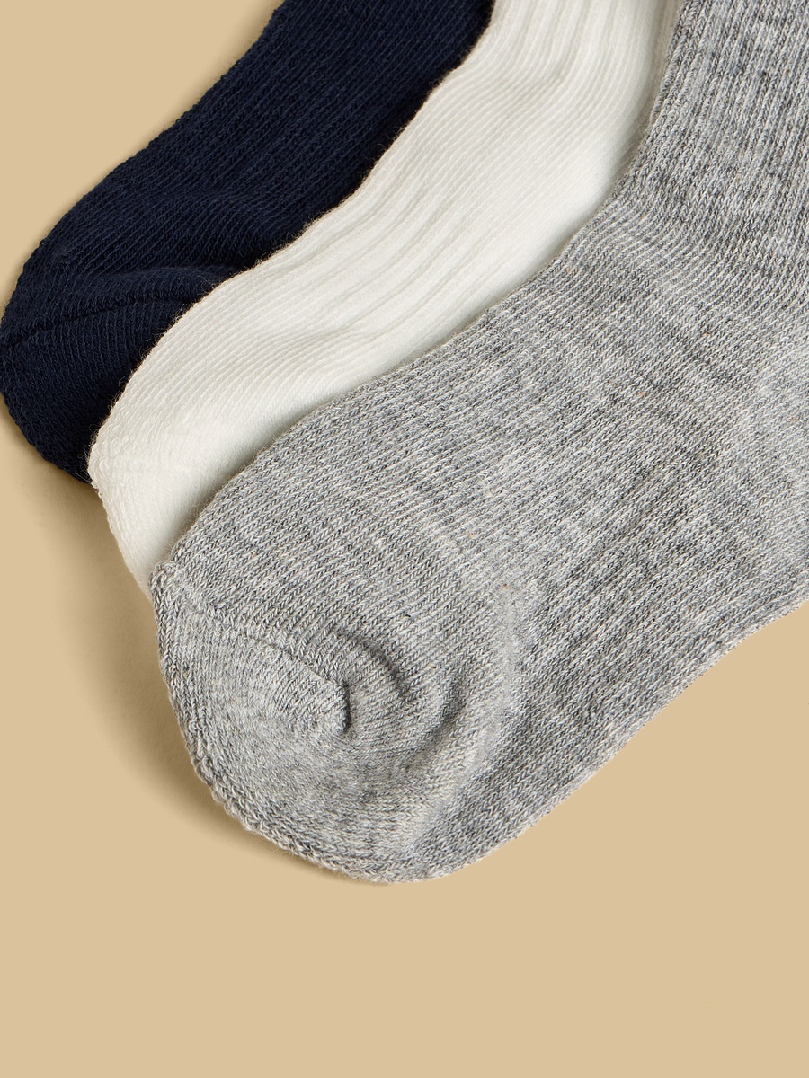 Pack of 3 - Ribbed Ankle Length Sports Socks