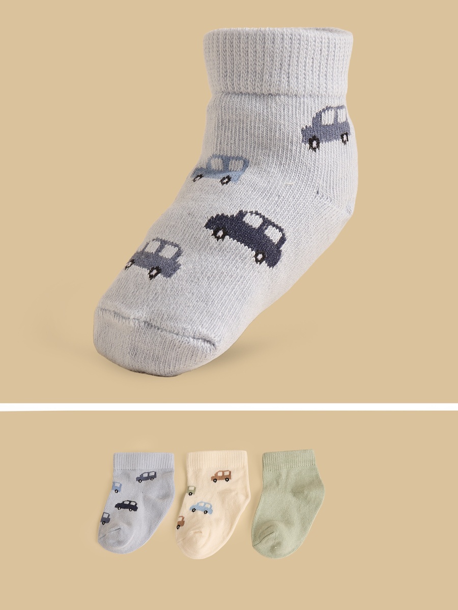 Pack of 3 - Vehicle Print Ankle Length Socks