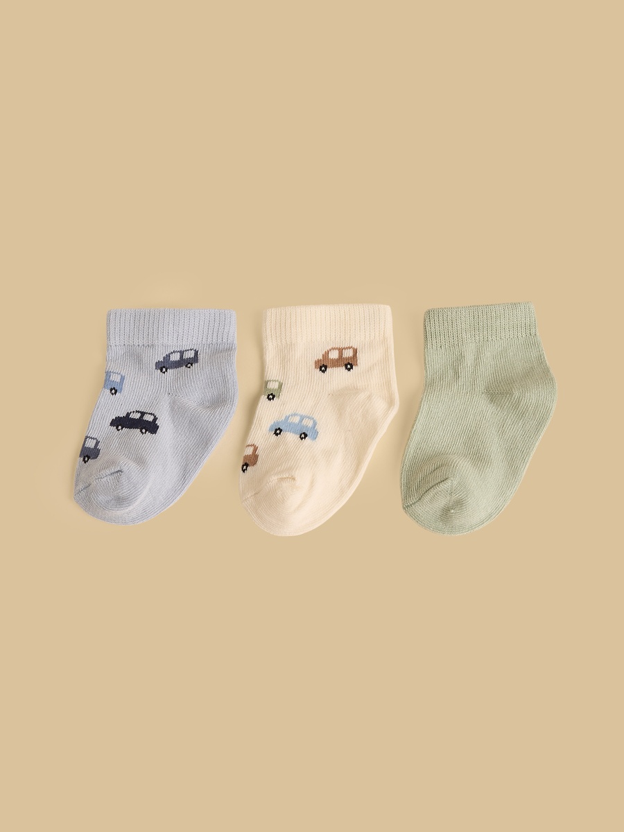 Pack of 3 - Vehicle Print Ankle Length Socks