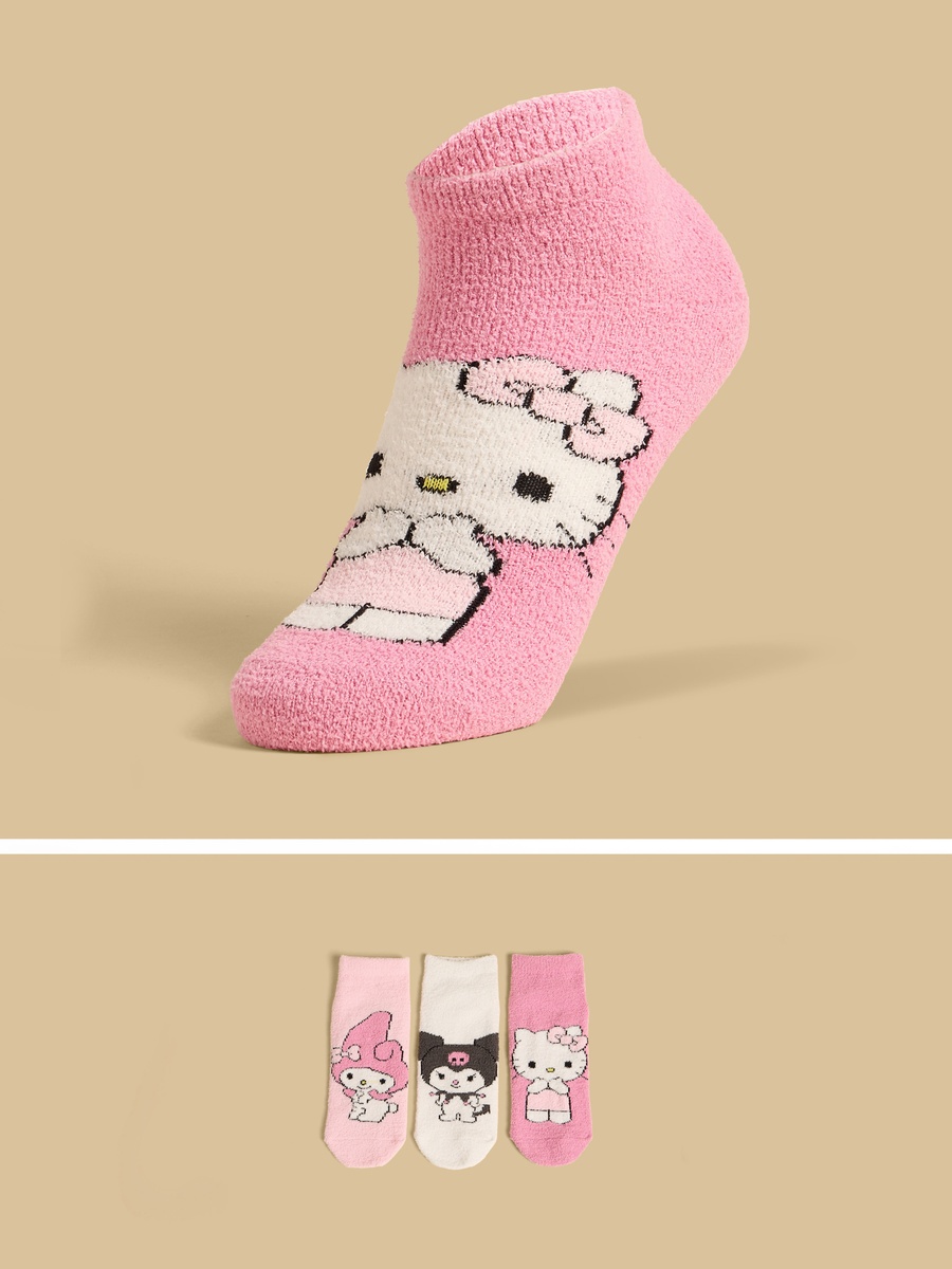 Pack of 3 - Hello Kitty Print Anti-Skid Ankle Length Socks