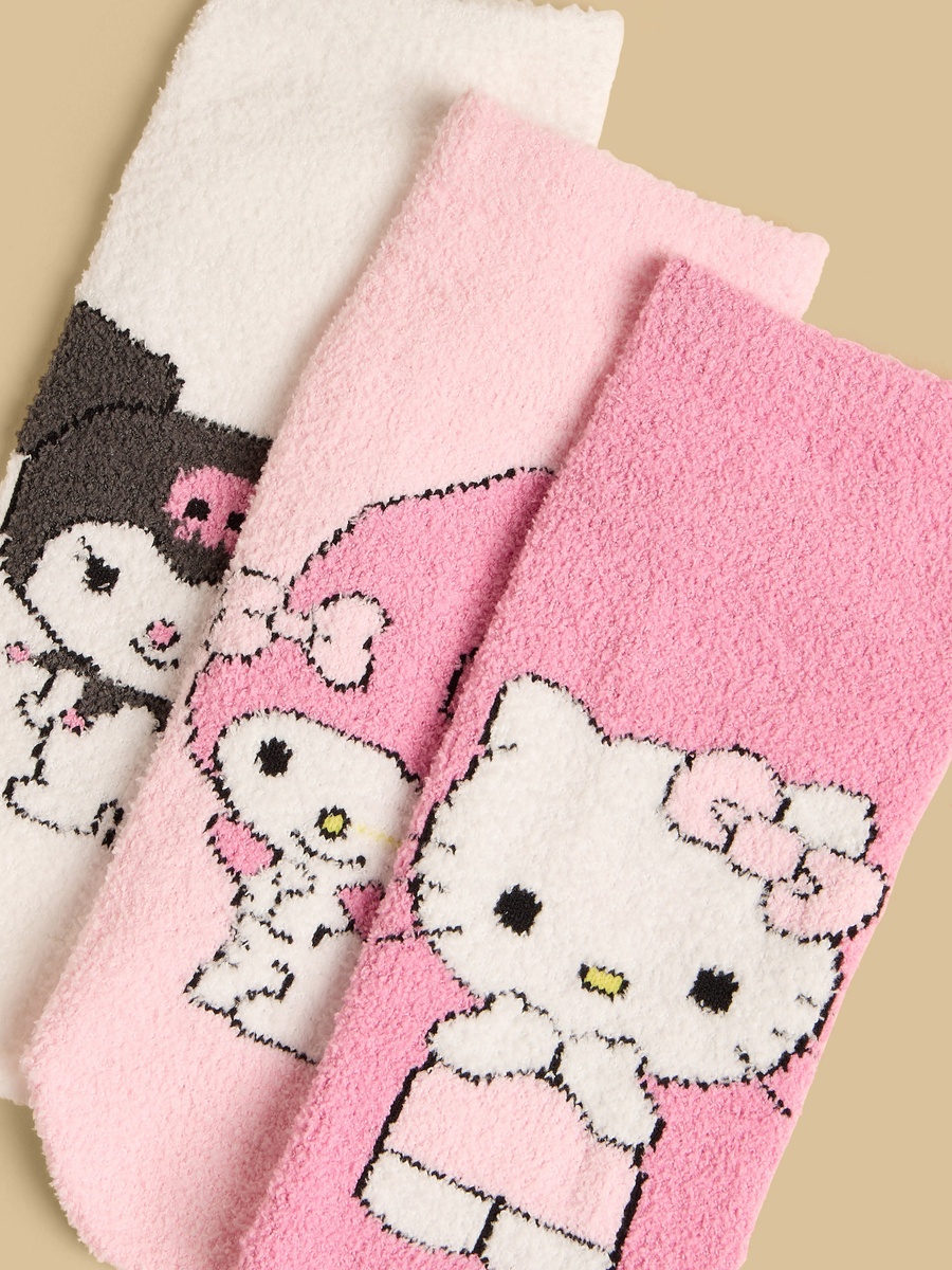 Pack of 3 - Hello Kitty Print Anti-Skid Ankle Length Socks