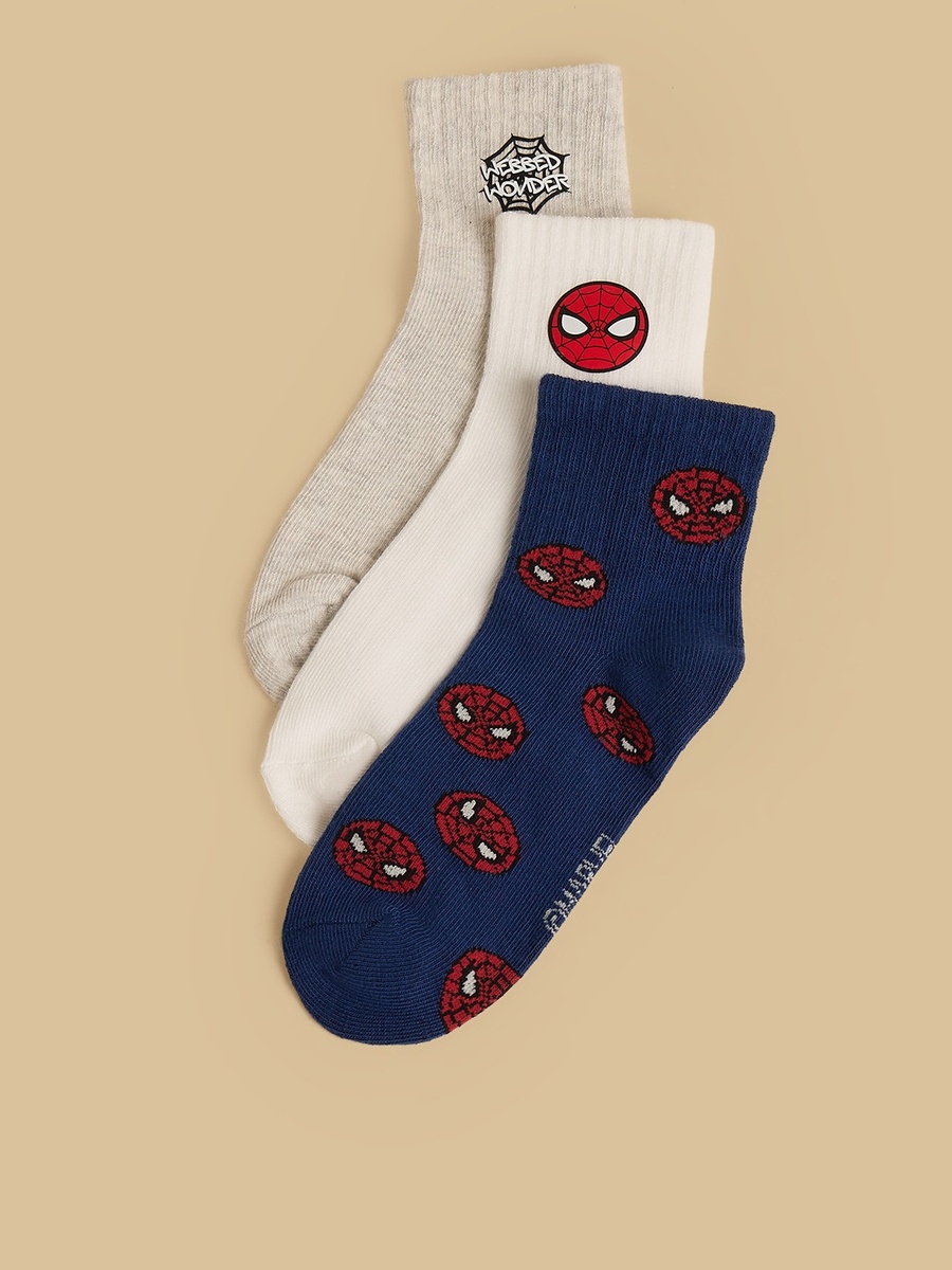 Pack of 3 - Spider-Man Print School Socks