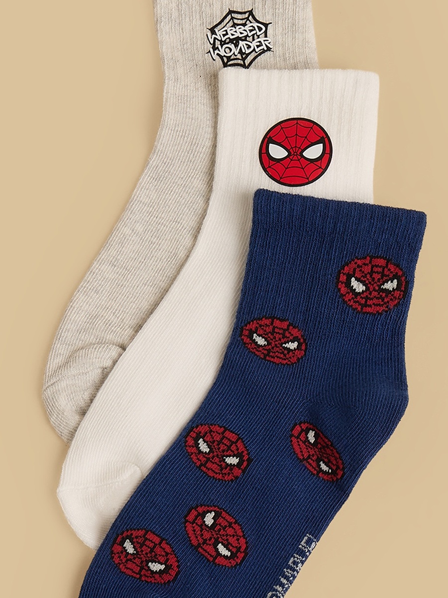 Pack of 3 - Spider-Man Print School Socks