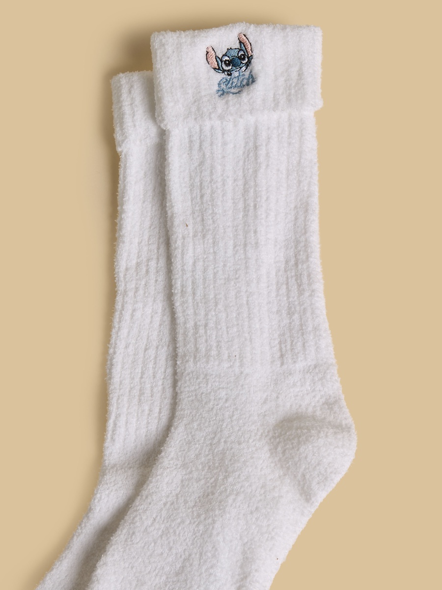 Stitch Embroidered Crew Length Socks