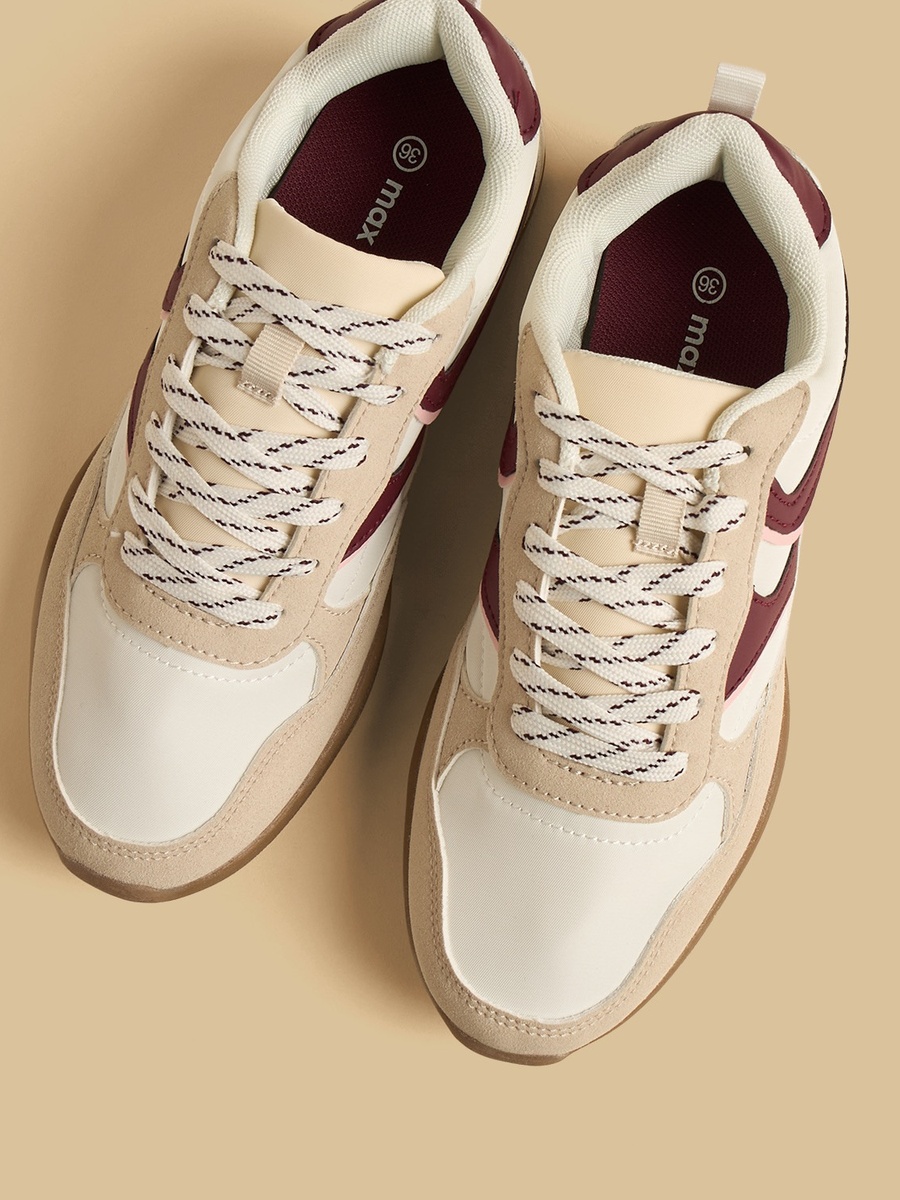 Panelled Lace-Up Sports Shoes