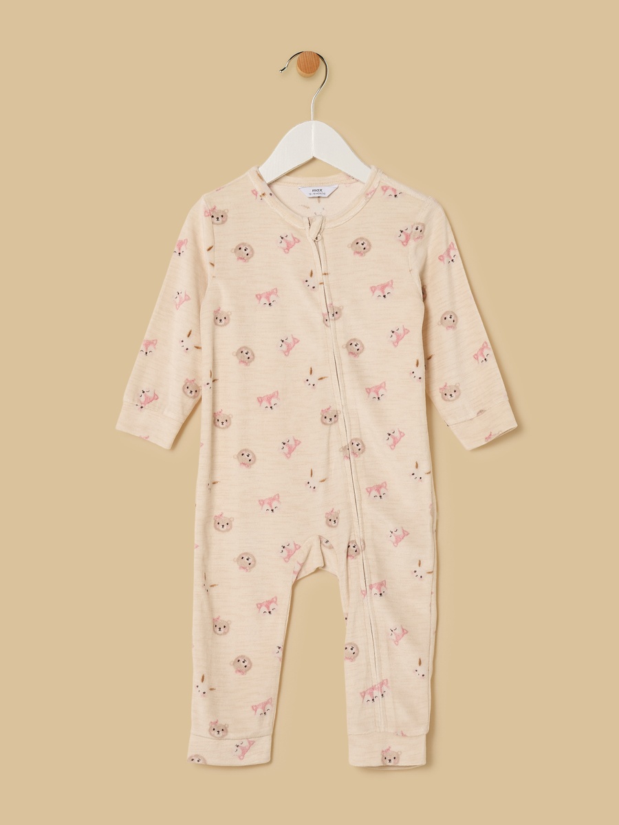 Printed Velour Sleepsuit