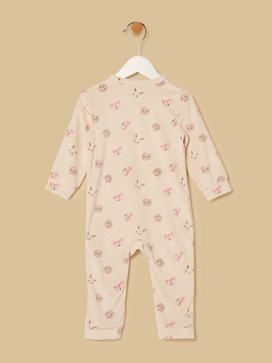 Printed Velour Sleepsuit