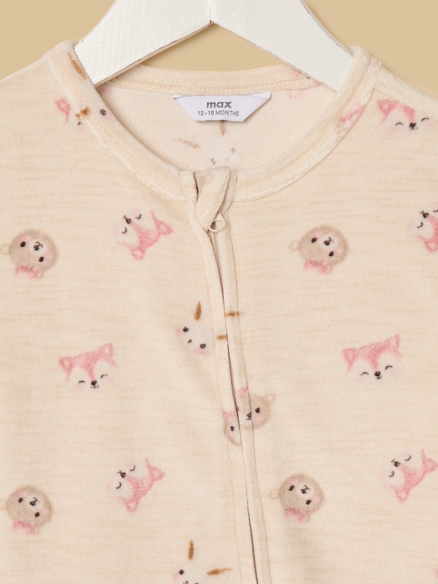 Printed Velour Sleepsuit