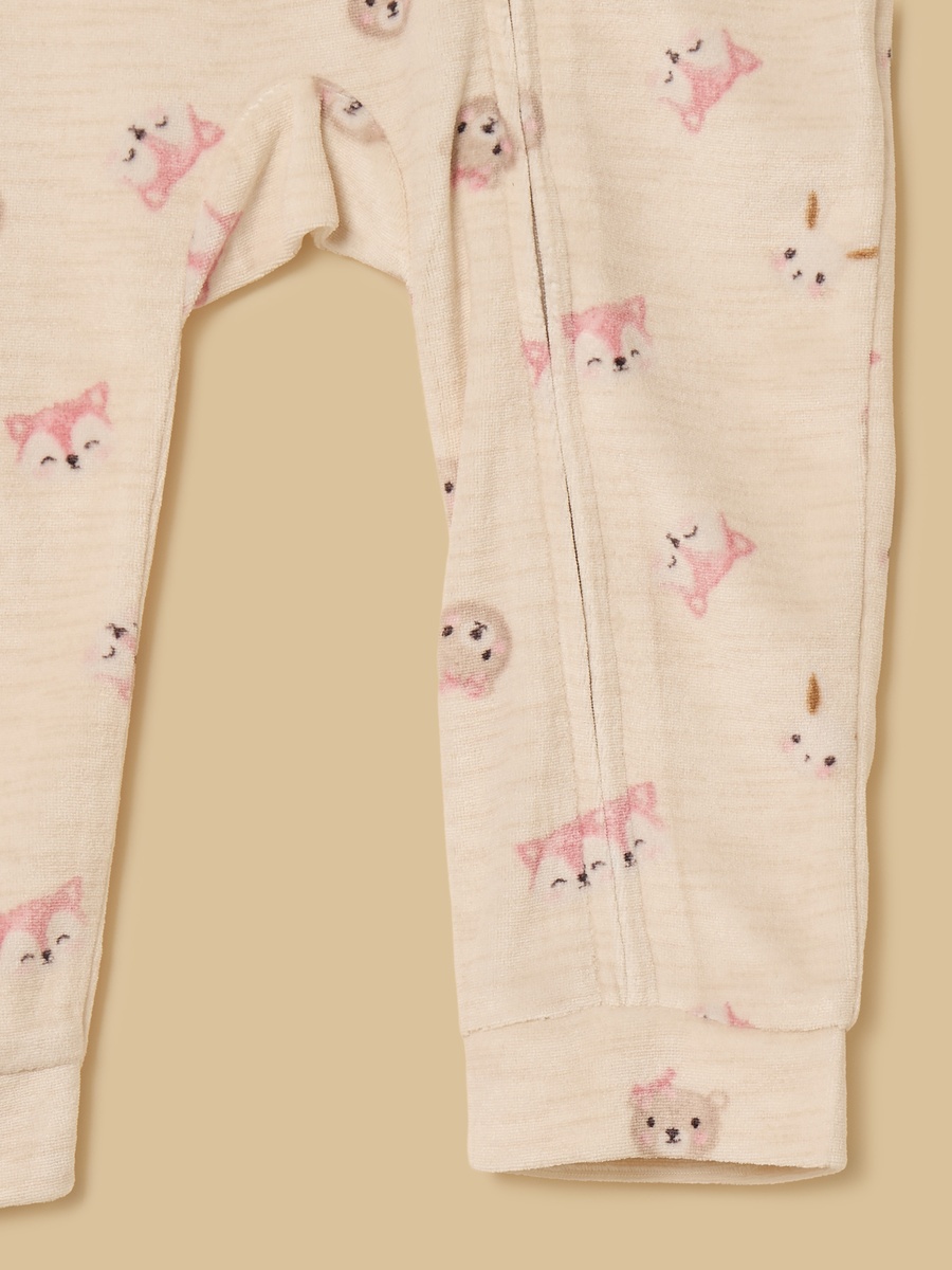 Printed Velour Sleepsuit