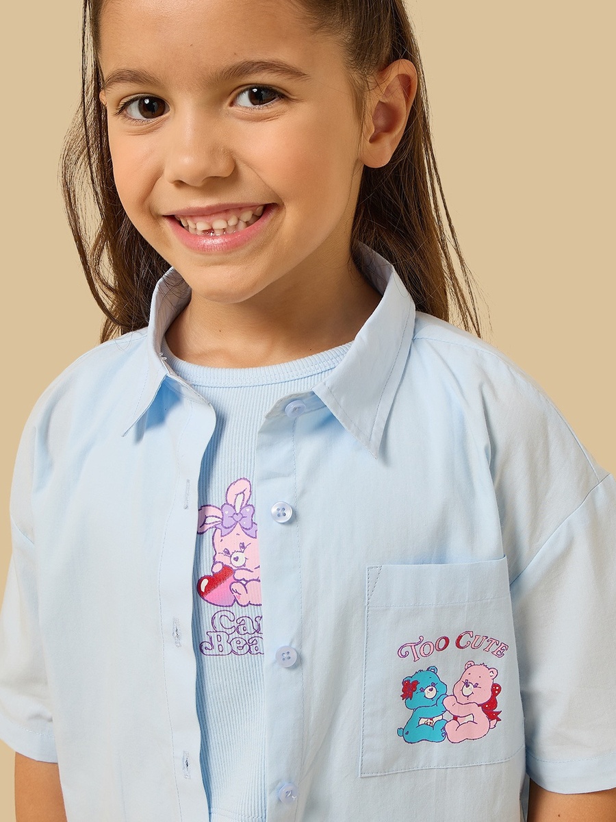 Care Bears Print Cotton Resort Shirt with Tank Top