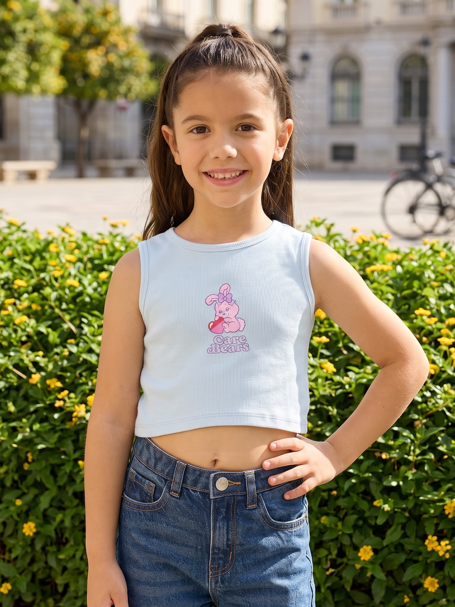Care Bears Print Cotton Resort Shirt with Tank Top