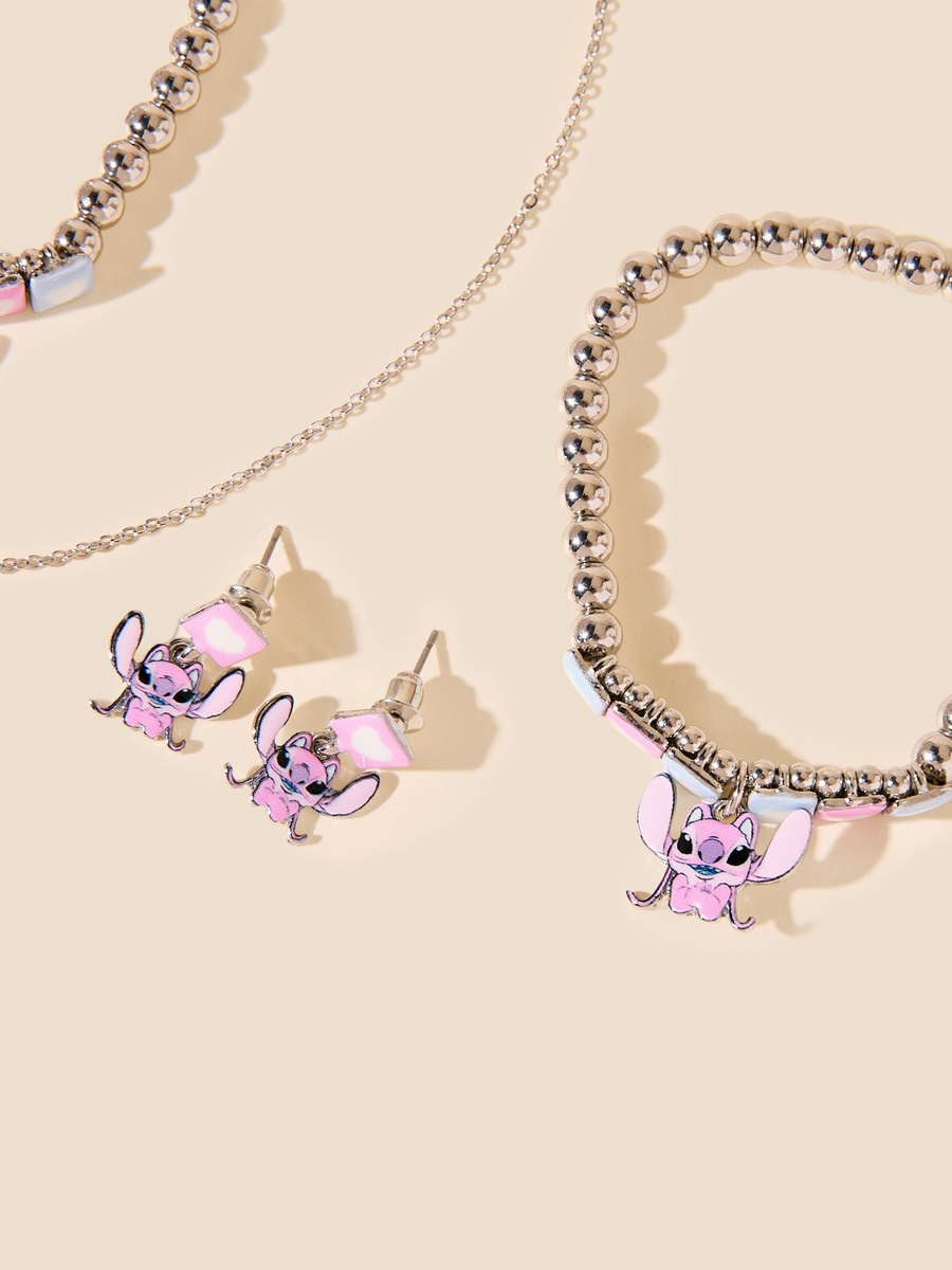 Stitch and Angel Charm 5-Piece Jewellery Set