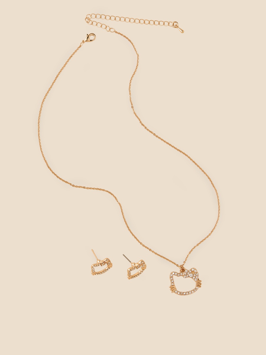 Hello Kitty Pendant Necklace and Earrings Set