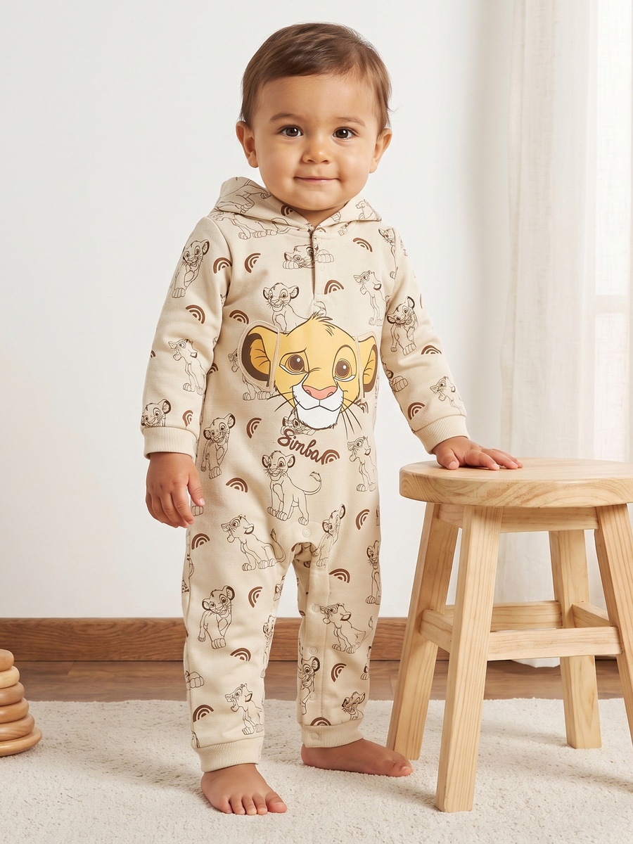 Simba Print Hooded Romper