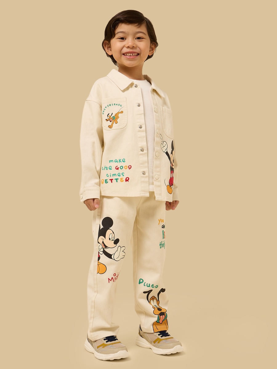 Mickey Mouse Print Cotton Twill Pants