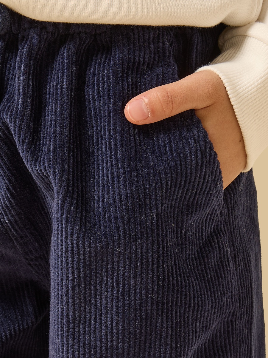 Textured Pull-On Cotton Pants