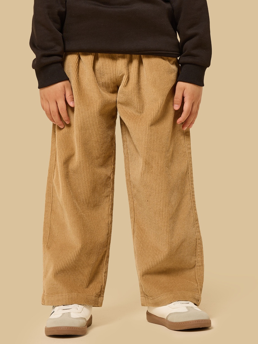 Textured Pull-On Cotton Pants