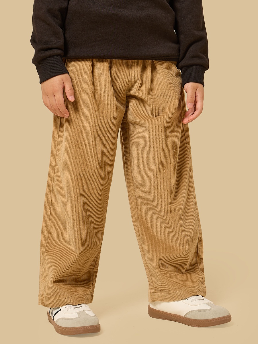 Textured Pull-On Cotton Pants