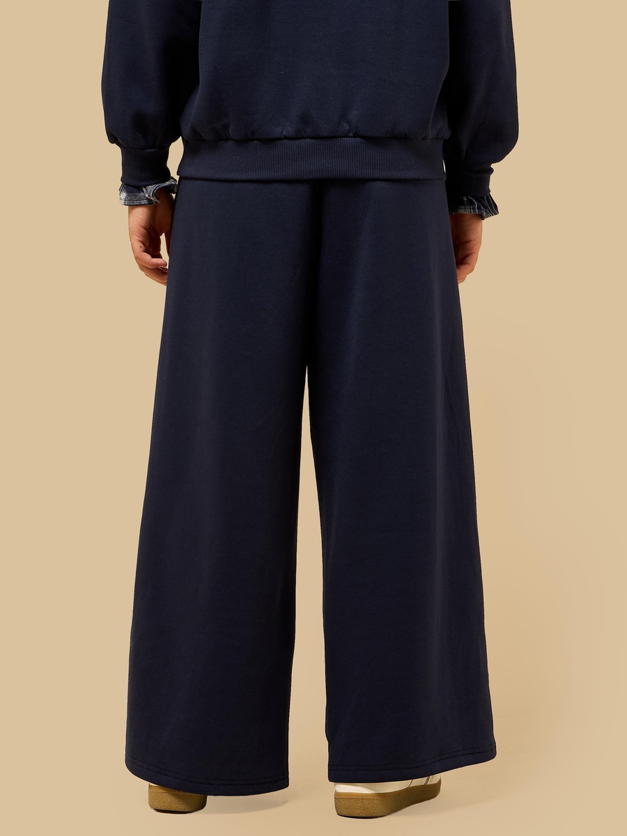 Checked Waist Wide Leg Pants