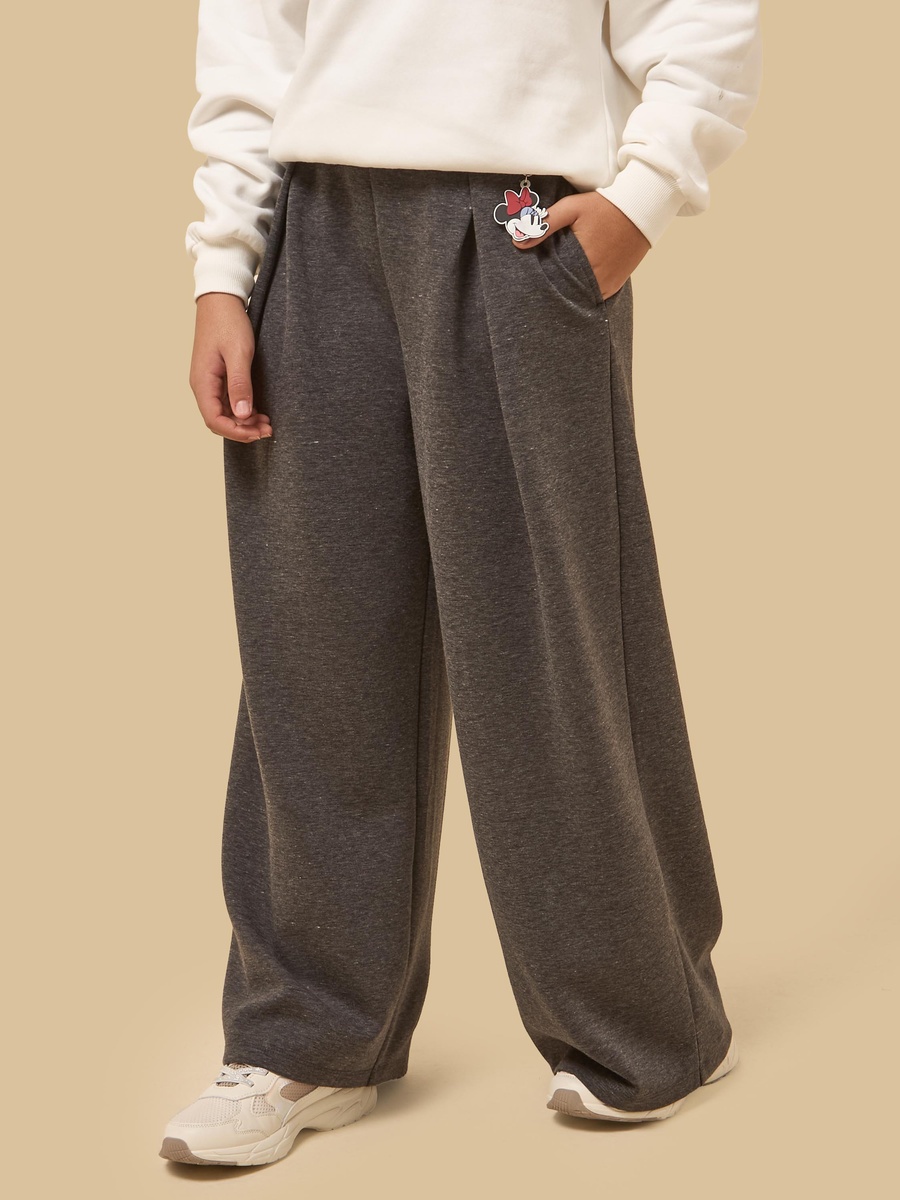 Pleated Wide Leg Pants with Minnie Mouse Keychain