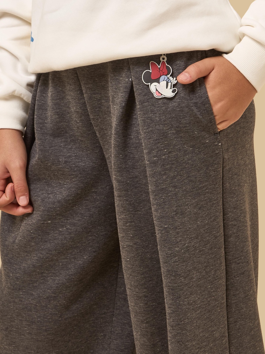 Pleated Wide Leg Pants with Minnie Mouse Keychain