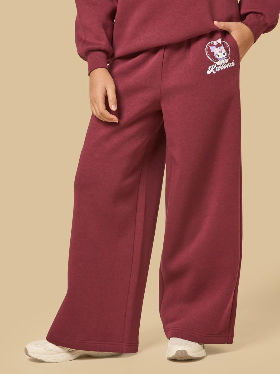 Kuromi with Teddy Print Wide Leg Trousers