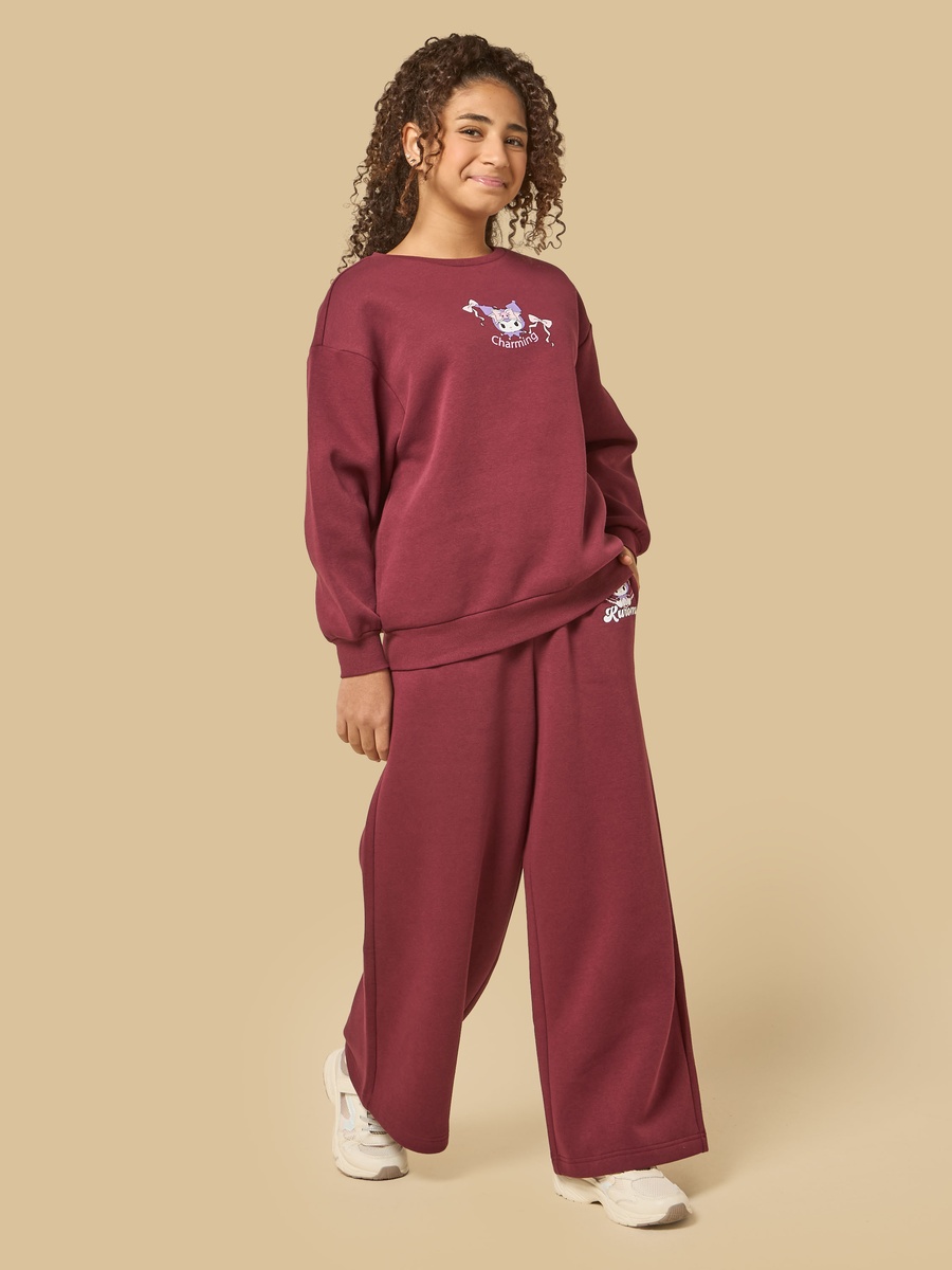Kuromi with Teddy Print Wide Leg Trousers