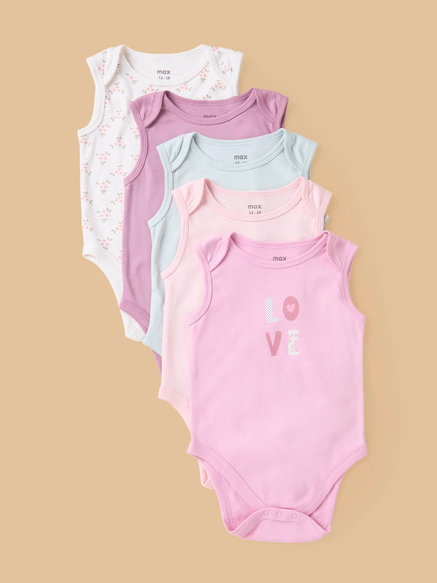Pack of 5 - Assorted Sleeveless Bodysuit