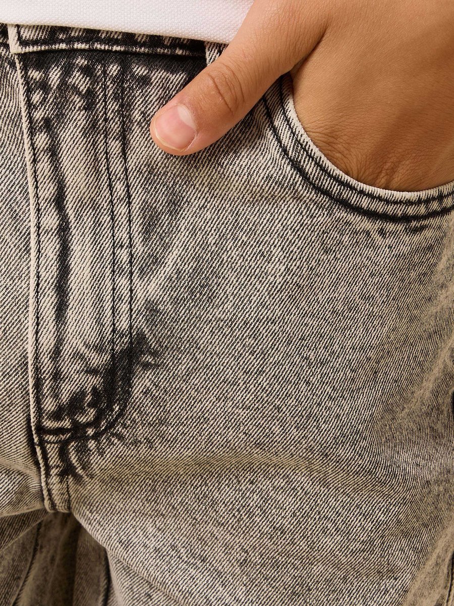 Wide Leg Cotton Cargo Jeans