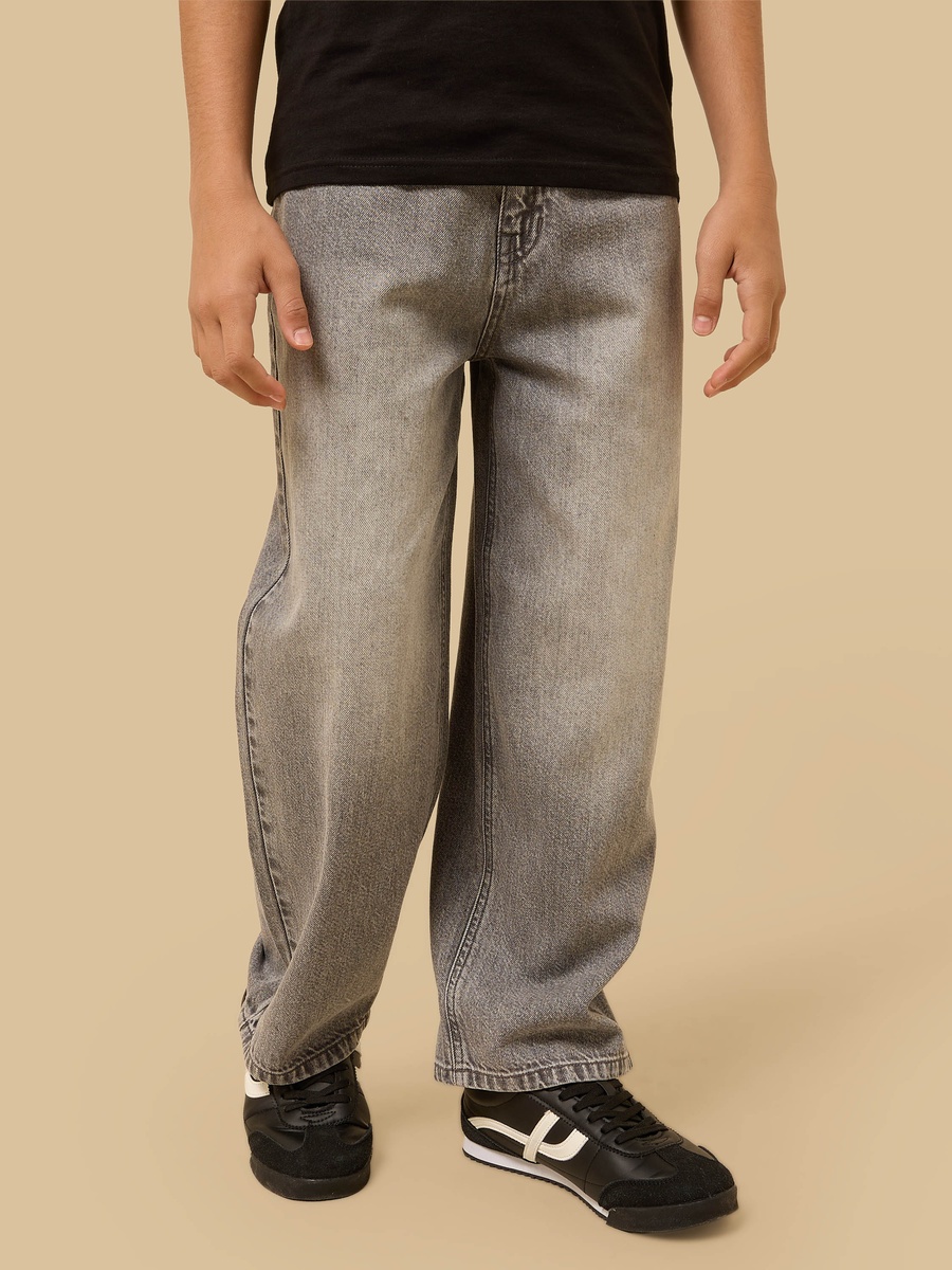 Barrel Fit Cotton Jeans