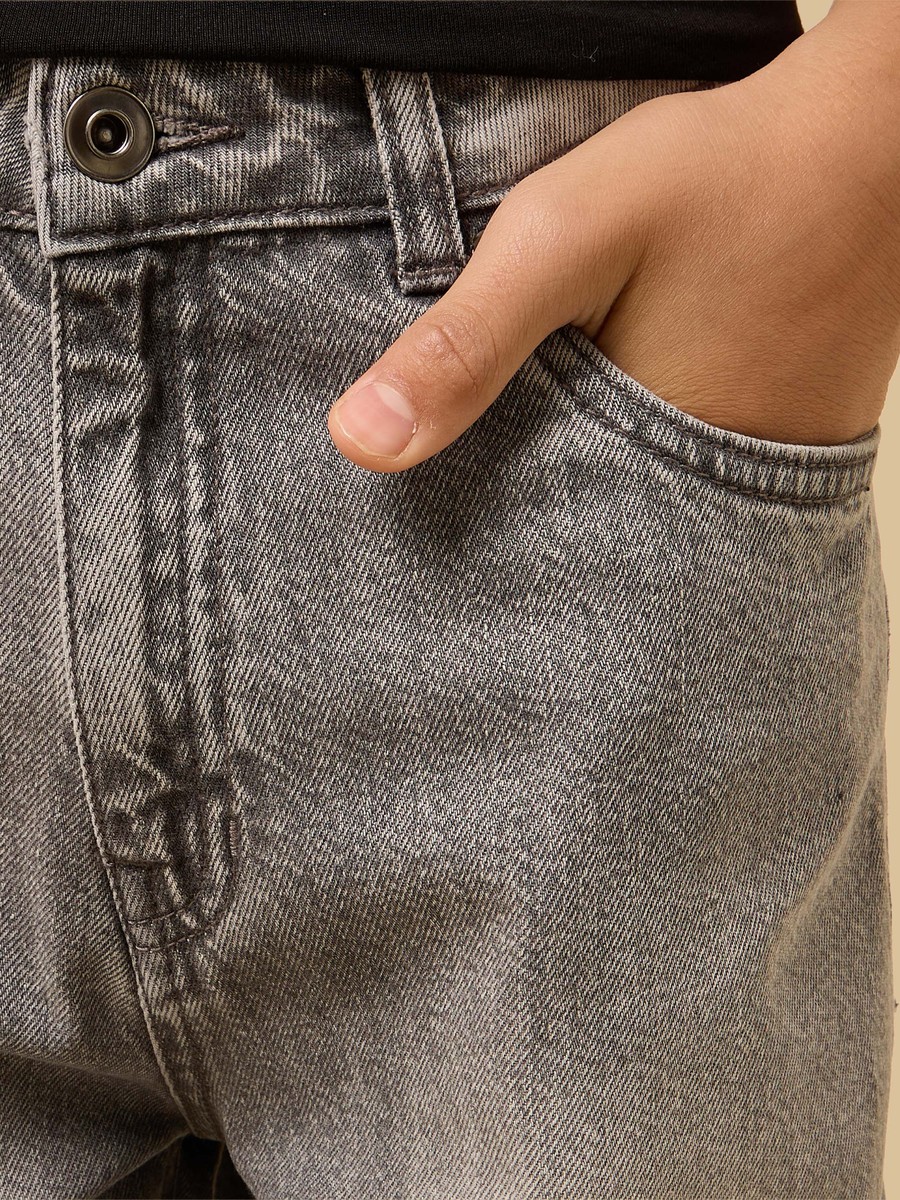 Barrel Fit Cotton Jeans