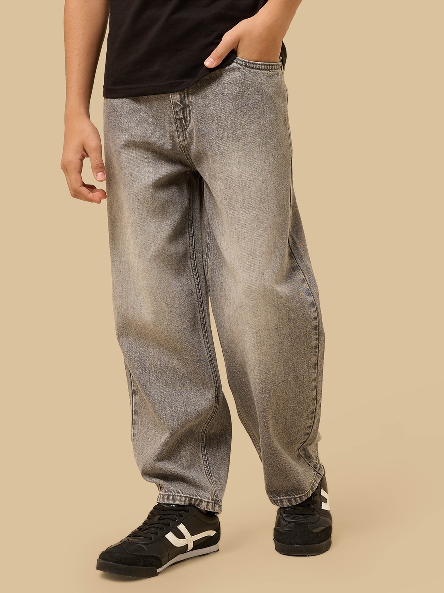 Barrel Fit Cotton Jeans