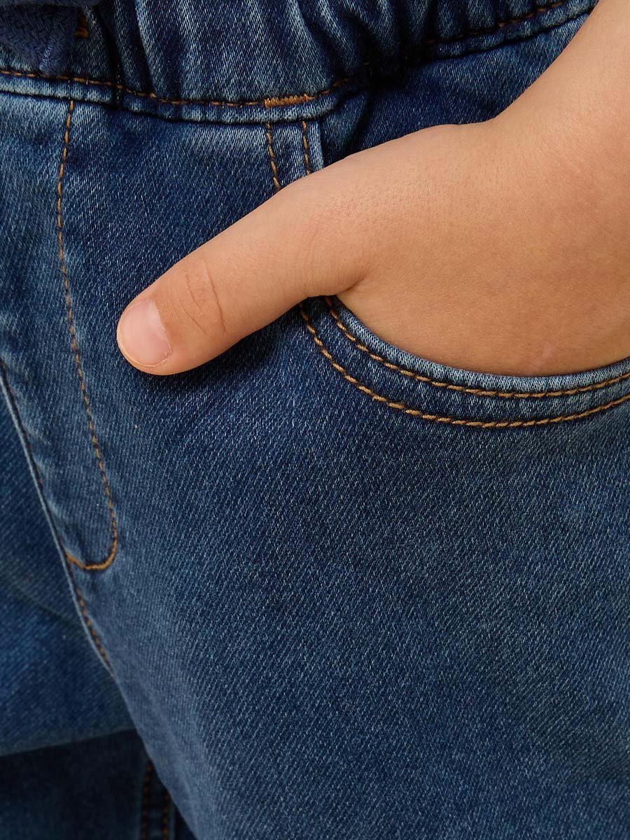Drawstring Waist Pull-On Denim Pants