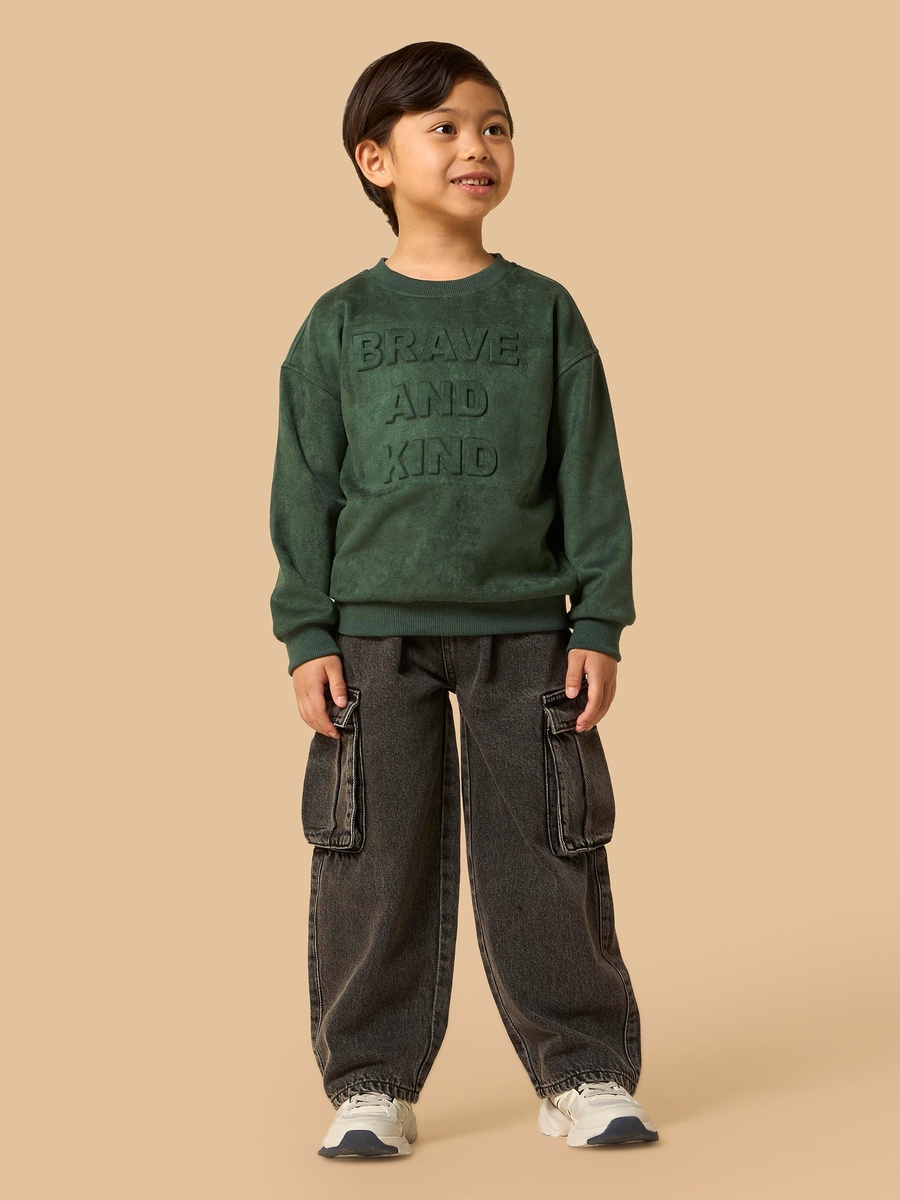 Baggy Fit Cotton Cargo Jeans
