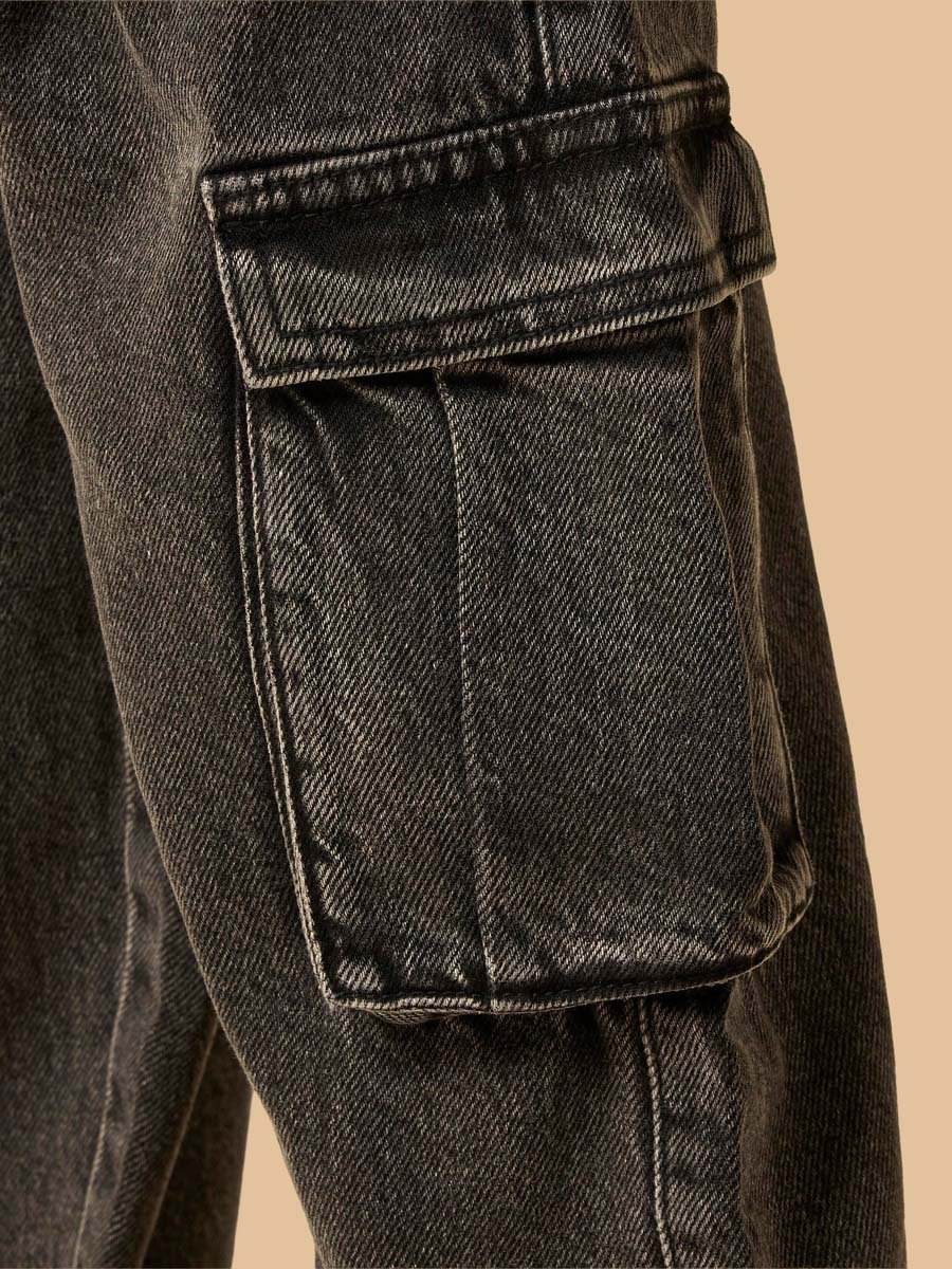 Baggy Fit Cotton Cargo Jeans